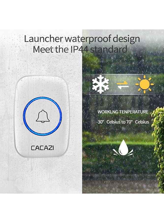 Waterproof Wireless Doorbell with LED Flash, Over 1000 Feet Range, 60 Sounds and 5 Levels of Volume, Cordless Doorbell for Home, Office, Apartment, Hotel, Warehouse and Anti-Theft White Waterproof Wireless Doorbell with LED Flash, Over 1000 Feet Range, 60 Sounds and 5 Levels of Volume, Cordless Doorbell for Home, Office, Apartment, Hotel, Warehouse and Anti-Theft White